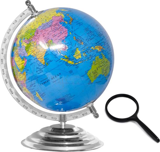 Zest 4 Toyz Globe for Kids, STEM STEAM Educational World Globe with 75mm Magnifying Glass for Kids/Office Globe/Political Globe/Globes for Students Desk & Table Top Political World Globe