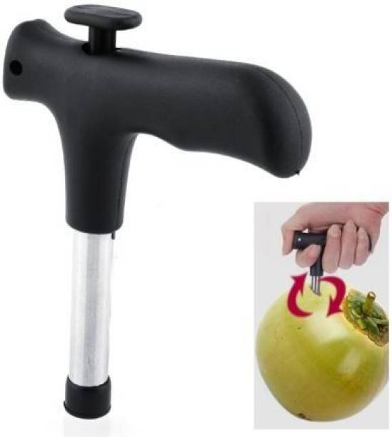NMT Stainless Steel Young Water Punch Tap Drill Straw Hole Open Coconut Tool Opener (Black) Straight Peeler