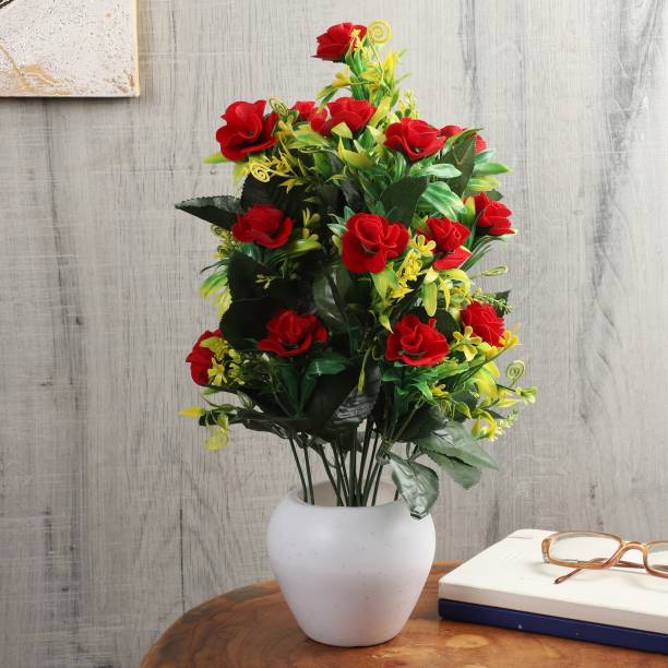 Flipkart Perfect Homes Artifical Flowers for Home Decor Red Rose Artificial Flower  with Pot