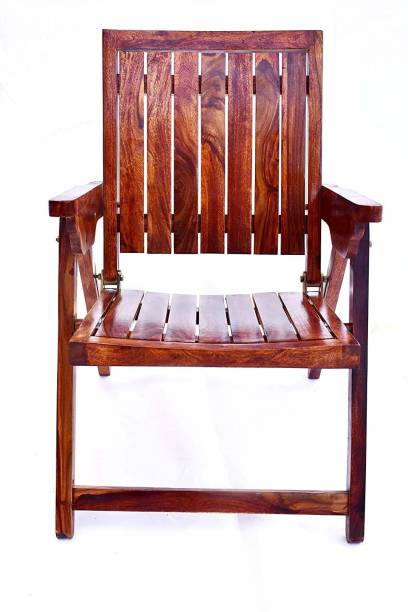 Woodware Sheesham Wood Folding Arm Chair | Foldable Easy Chair | with Arm Rest | Natural Brown Finish Solid Wood Living Room Chair