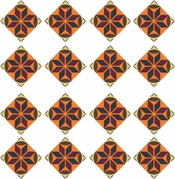 Sudarshan Stickers 8 cm Decorative waterproof Floor sticker (16 pcs) Self Adhesive Sticker