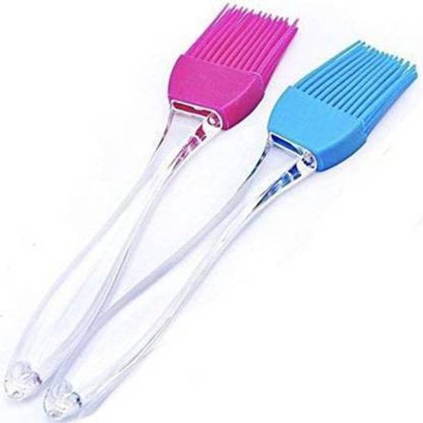 glanz Big Silicon Oil Brush / Pastry Brush For Barbeque, Tandoor, Grilling, Basting, Baking, Cooking, Glazing (Pack Of 2) Multicolor Silicon Flat Pastry Brush