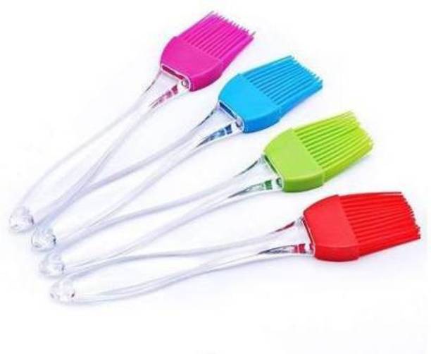 Yug Enterprise Silicone Non-Sticky Spatula and Oil Brush Reusable Kitchen Set for Cooking Multicolor (Set of 4) Silicon Flat Pastry Brush