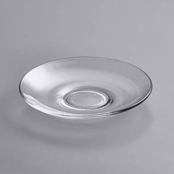JAY RAMDEV SELLER Pack of 6 Glass RM Seller Pack of 6 Glass RM Pack of 6 Glass saucer glass plate for multifuctional kitchen use pack of 6 (Clear) (Clear)