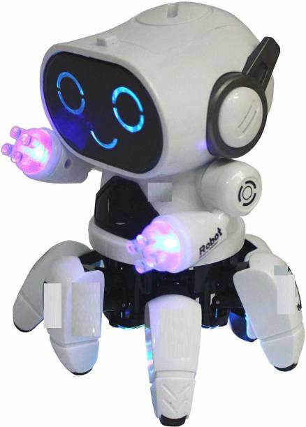 Gotik Pioneer Bot Robot Colorful Lights and Music | All Direction Movement | Dancing Robot Toys for Boys and Girls | White Color
