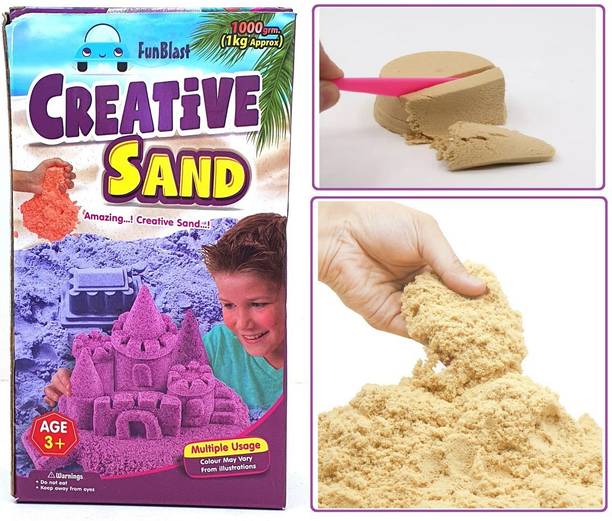 FunBlast Creative Sand for Kids - Kinetic Sand Kit for Kids | Soft Sand Clay Toys without Mould & Tray – Approx 1 Kg