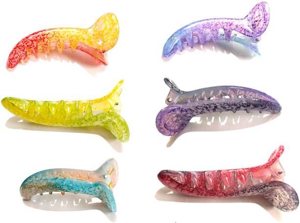 BHARATGAURAV Plastic Mirchi Hair Clutcher/Claw Clip Pack of 6 for Women's (Medium, Multicolour) Banana Clip