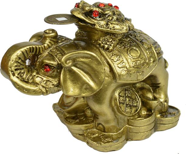 REIKI CRYSTAL PRODUCTS Feng Shui Elephant With Turtle For Wealth, Strength, Wsdom And Success Decorative Showpiece  -  9 cm