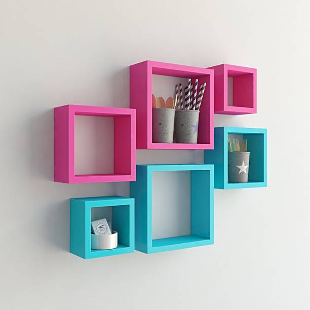 SIWOZ square Wall Shelf Beautiful Floating Wall Racks Shelves Living & Bed Room Decor MDF (Medium Density Fiber) Wall Shelf