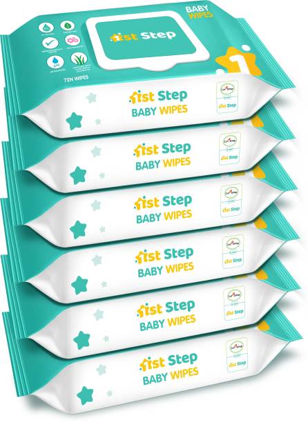 1st Step Baby Wet Wipes With Lid Enriched With Aloe-Vera And Jojoba Oil(Pack of 6)