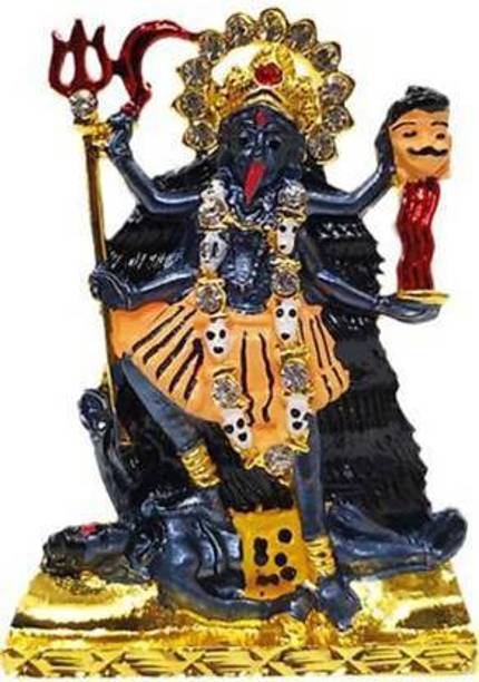 pk craft Kali Mata Murti For Car Dashboard, Office Desk Decorative Showpiece - 7.62 cm (Metal, Gold) Decorative Showpiece  -  7.62 cm
