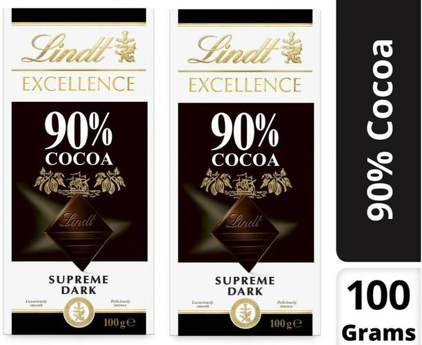 LINDT Excellence 90% Cocoa Supreme Dark 100g Pack of 2 Bar Bars