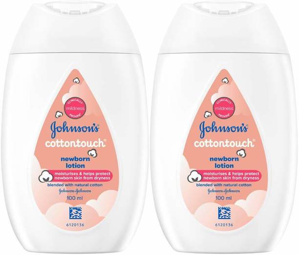 JOHNSON'S Cotton Touch Newborn Baby Lotion Combo Offer Pack, 2x100ml, Made with Natural Cotton for Baby's Delicate Skin, pH Balanced, Hypoallergenic, Paraben Free Moisturizer