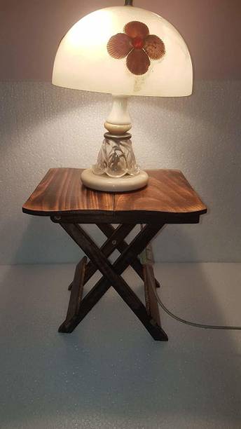 manzees Wooden Folding Side Table - Antique Handmade Foldable for Living Room, Garden, Outdoor - Corner Solid Wood End Table