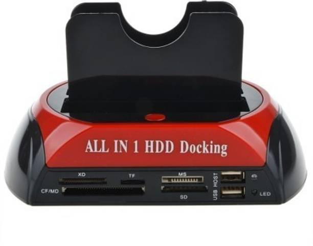 microware Hard Drive Docking Stationï¼Å’Dual Slots USB 2.0 to IDE SATA Hard Drive 2.5" 3.5" Hard Drive Docking Stationï¼Å’Dual Slots USB 2.0 to IDE SATA Hard Drive 2.5" 3.5" HDD Docking Station  (BLACK and RED) Docking Station
