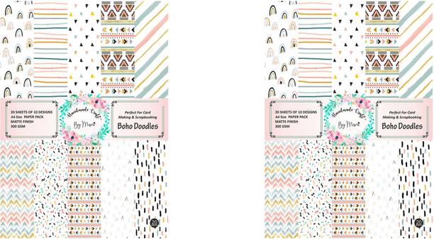 Dheett Boho Doodles Edition Scrapbook Designer Paperpack Matte Finish Perfect for Making Greeting Cards Envelops Explosion Boxes and Albums A4 300 gsm Craft paper