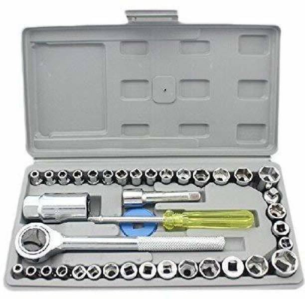 Ziya 47859 Wrench Tool Kit and Screwdriver and Socket Set Automobile Motorcycle Tool Box Set Socket Wrench Sleeve Suit Hardware Auto Car Repair Wrenches Set for Home Use 40 Pieces Single Sided Rachet Wrench