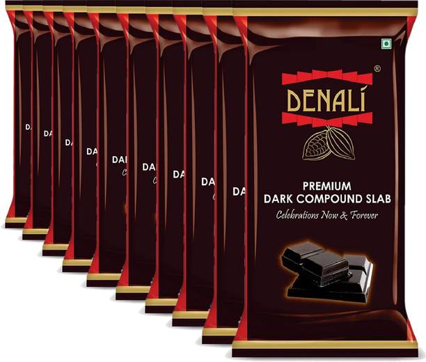 Denali Premium Dark Compound Slabs with 18% Cocoa, Delicious Chocolate Bars for Cooking/Baking Cakes, Muffins, Mousse (400 Grams, 10 Slabs) Bars