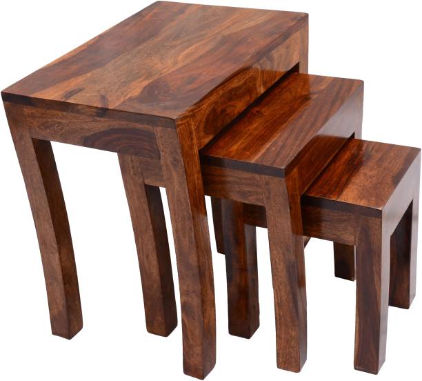 Woodware Solid Sheesham Nesting Tables for Living Room Set of 3 ||Stools Solid Wood Nesting Table