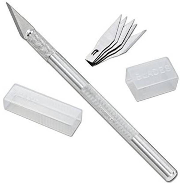 DiaCia Detail Pen Knife Metal Handle With 5 Interchangeable Sharp Blades for Art