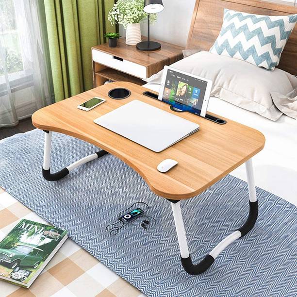ICEMESH Laptop=Study Table for Students Wood Portable Laptop Table (Glossy Wood) Wood Portable Laptop Table