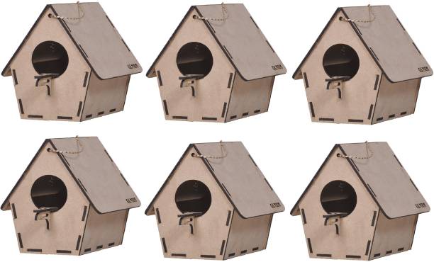 GLNRM wooden plan 6 pieces Bird Home for Sparrow | Kingfisher | Squirrel | Humming Bird | Small Bird for Home Decor Bird House Bird House