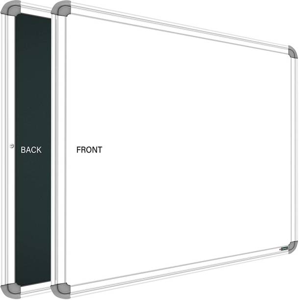 SRIRATNA Non Magnetic 1.5 X 2 feet Glossy White Board, One Side White Board Marker and Reverse Side Green Chalk Board Surface Whiteboards