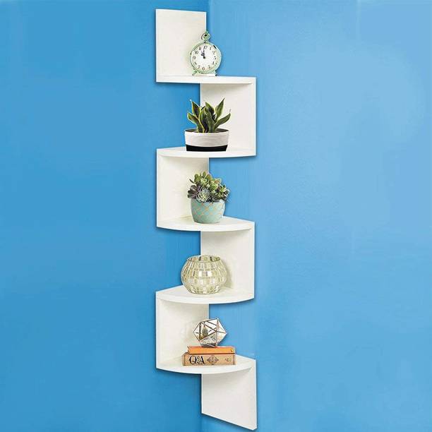 ADH Handicraft Zigzag Corner Wall Mount Shelf Unit/Racks and Shelves/Wall Shelf/Book Shelf/Wall Decoration Wooden Wall Shelf