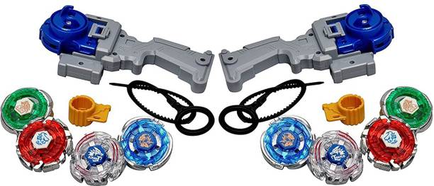 Qbik COMBO Plastic Pack of (4 in 1)X2 Bey blade Metal Fighter Set for Kids(Multi color)