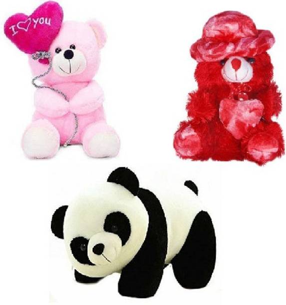 maurya teddy Maurya soft toy so cute very loveable Balloon teddy and red cap teddy small panda ( 30 cm, multi)  - 30 cm