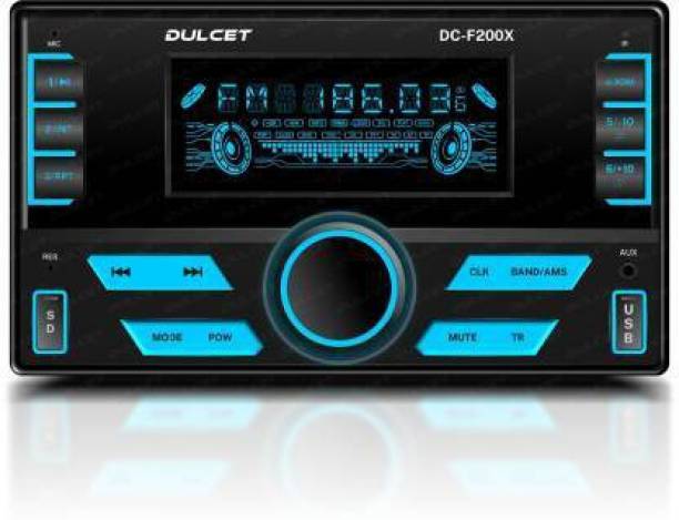 DULCET DC-F200X 220W High Power Stereo Output Universal Fit Double Din Mp3 Car Stereo with Hands-Free Calling, Bluetooth, USB Input FM Radio, AUX Input, SD Card Slot, Remote Control, 7 Color LCD Display, ID3 Tag with EQ, Bass, Treble Balance & Fader Control DC-F200X Car Stereo