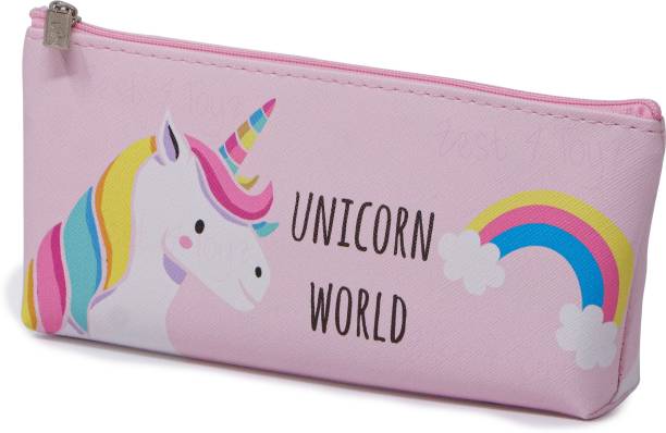 FIDDLERZ Unicorn Cartoon Printed Large Capacity Pencil Case Bags | Cosmetic Makeup Storage Pouch &amp; Cash Holder for Girls, Kids (Pink) Pencil Pouch for Kids Art EVA Pencil Box