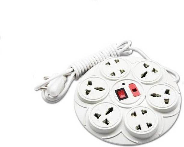 Leavess 3mtr long wire extension board with 8 socket plus 1 switch 6AMP 8  Socket Extension Boards