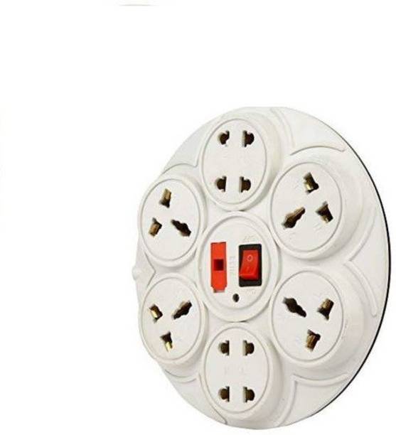 Skeisy 4 Two Pin socket 4 three pin socket with 3 mtr long wire 6Amp 8  Socket Extension Boards