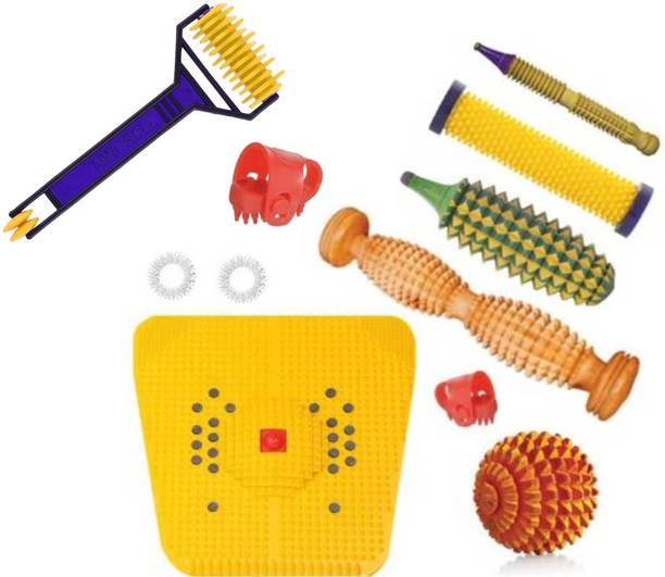 SHOPYFY DK04 2000 Acupressure Tools kit combo Foot Mat With Magnets For Stress And Pain Relief Gym & Fitness Kit wooden foot roller kit tummy trimmer Massager
