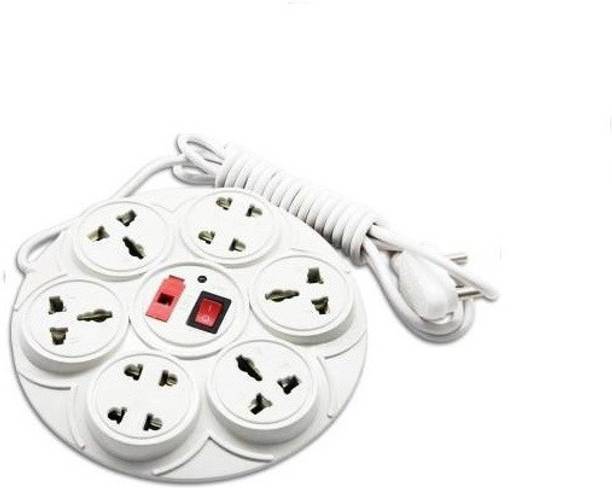 BHATNAGAR 8 SOCKET 1 SWITCHES EXTENSION CORD/ Extension Boards (White) 6  Socket Extension Boards
