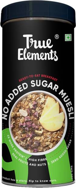 True Elements No Added Sugar Muesli - Real Fruits & Nuts, Fibre Rich Ready to Eat Breakfast Tin
