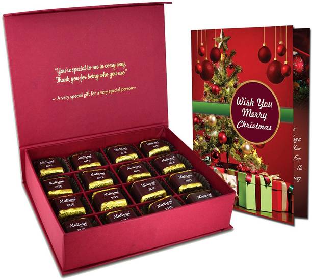 Midiron Christmas Chocolate Gifts, Milk Chocolate Box with Greeting Card for Friends & Relative (12 gm each) Paper Gift Box
