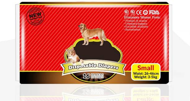 PetVogue Disposable Pet Diapers for Female Dogs Super Absorbent and Soft Heating and Pee Liners Small Size, Includes 16 Puppy Diapers for Dogs and Cats Disposable Dog Diapers