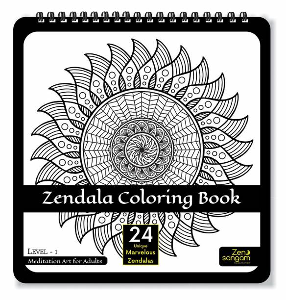 Zen Sangam Zendala Meditation Art Coloring Book for Adults : (Zentangle + Mandala) Expert Designs â€“ Level 1
