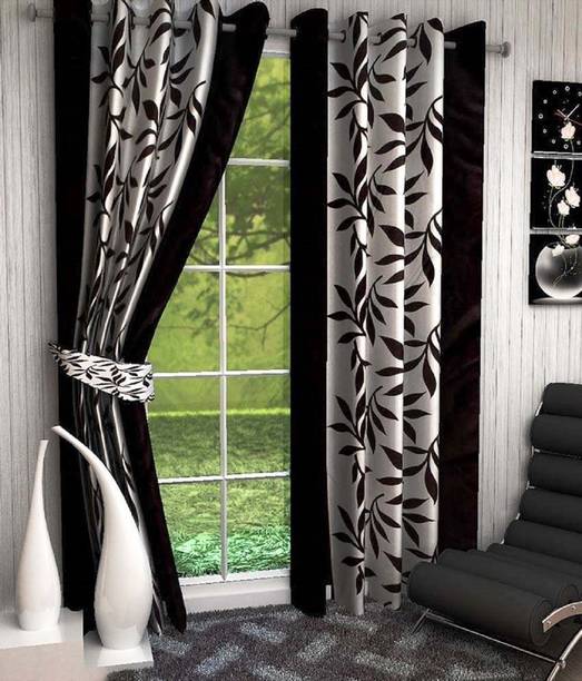 Wacky 214 cm (7 ft) Polyester Semi Transparent Door Curtain (Pack Of 2)
