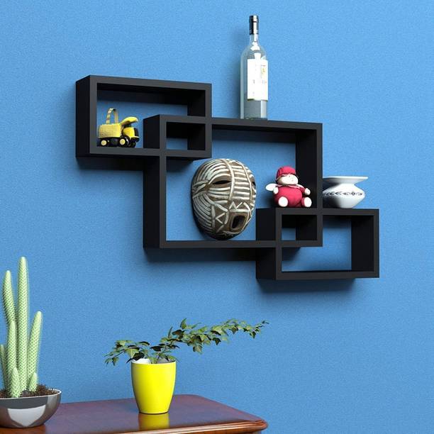 Domestic Point Intersecting Wall Mount Shelf Floating Rack Wooden Wall Shelf for Home Decor MDF (Medium Density Fiber) Wall Shelf