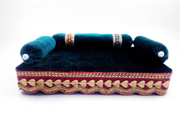 R D Handicraft Thakur ji Singhasan Silk Pooja Chowki