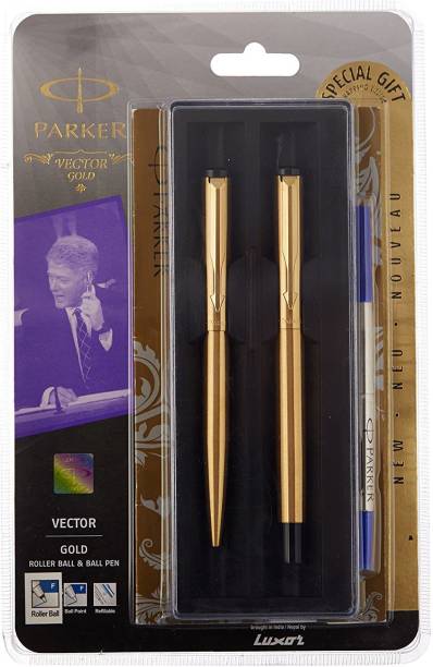 PARKER Vector Gold ( Ball Pen + Roller Pen ) Pen Gift Set