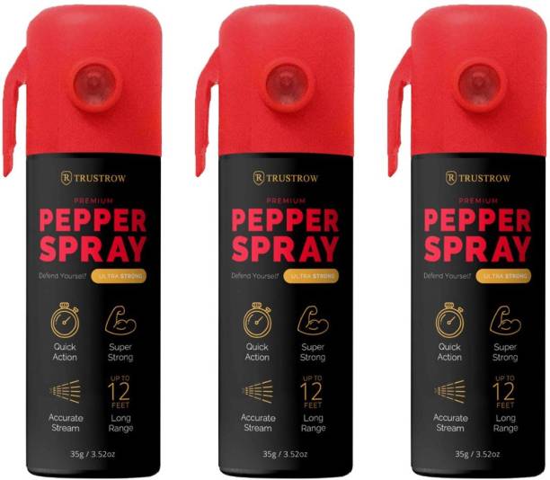 TRUSTROW Ultra Strong Pepper Stream Spray 60 ml Safety, Protection and Self Defence for Women , Men and Girls Combo pack of 3 Pepper Stream Spray