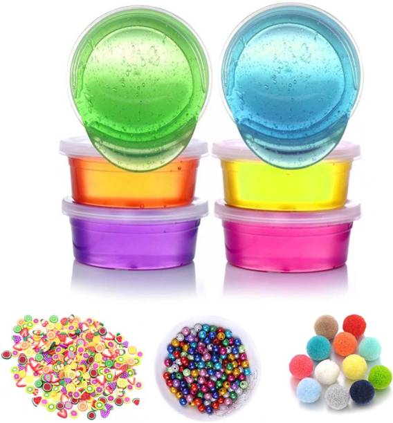 AncientKart Crystal Clear Colored Slime Set of 6with 3 ...