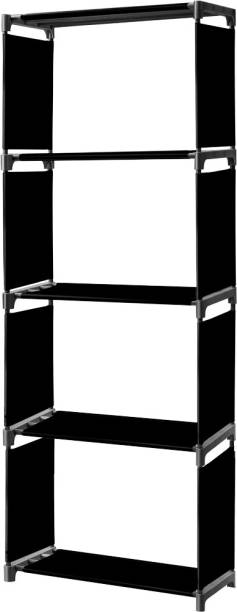 Kaione BLACK- 5-SHELVE MULTIPURPOSE RCK Metal Open Book Shelf