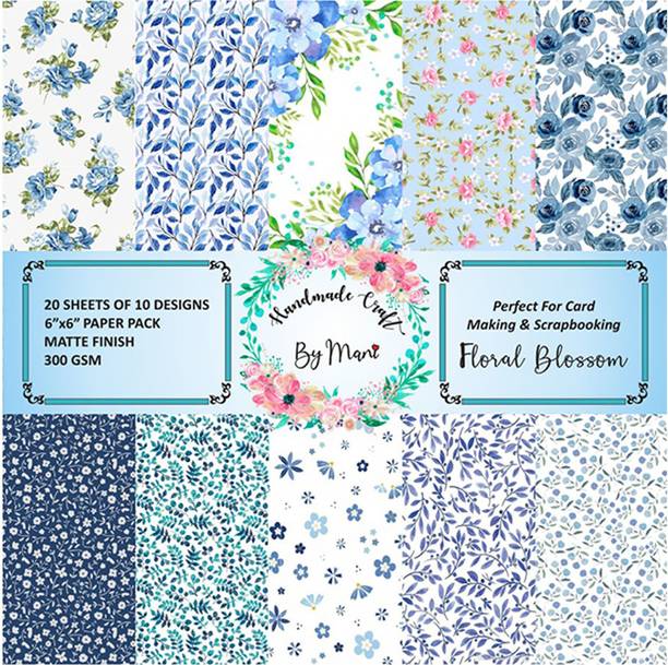 Dheett Floral Blossom Scrapbook Designer Paperpack Matte Finish Perfect for Making Greeting Cards Envelops Explosion Boxes and Albums 6 x 6 300 gsm Craft paper