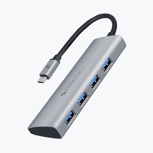ZEBRONICS 4 in 1 USB Type C Multiport Adapter Zeb TA500U Zeb TA500U - 4 in 1 USB Hub