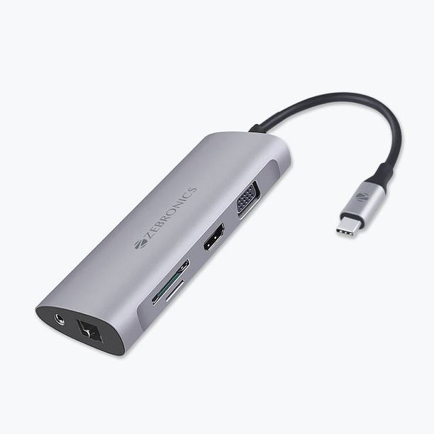 ZEBRONICS 11 in 1 USB Type C Multiport Adapter Zeb TA2000UCLVAP with USB, HDMI, VGA, 3.5mm, RJ45, SD, Micro SD, Type C PD Zeb TA2000UCLVAP – 11 in 1 USB Type C Multiport USB Hub